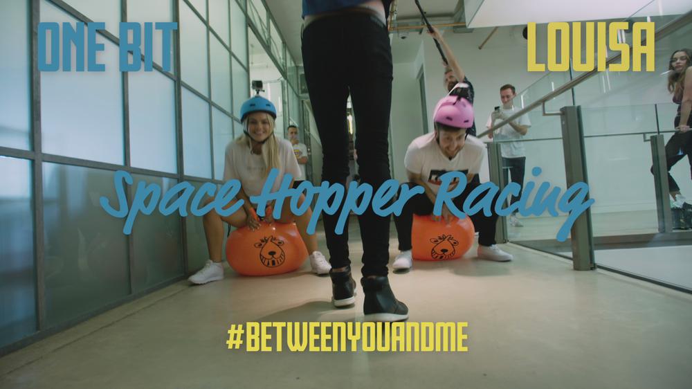One Bit & Louisa play Space Hopper Race - #BetweenYouAndMe Challenge (Round 6)